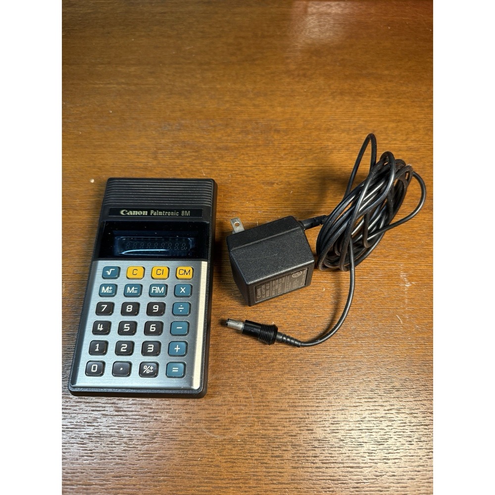 Vintage Canon Palmtronic 8M Calculator LD-8M Tested Works w/ Original AC Adapter